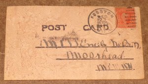 Antique Leather Postcard, Santa Holly Christmas