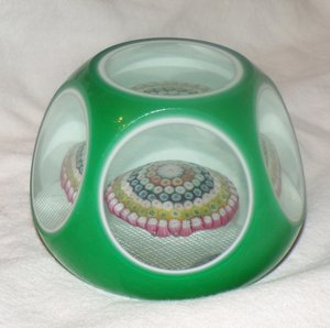 Baccarat Paperweight,  Windows with Mushroom Millefiori Flower