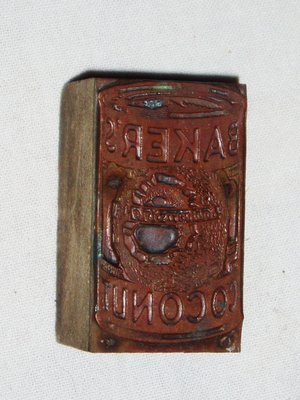 Print Block, Baker's Coconut, Letterpress Block