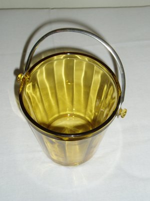 Fostoria Glass Ice Bucket, Yellow Paneled
