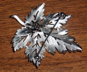 Pin Brooch, Trifari Silver Tone Leaf