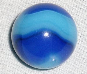 Vintage Akro Agate Corkscrew Marble, Rare Blue on Blue with Black