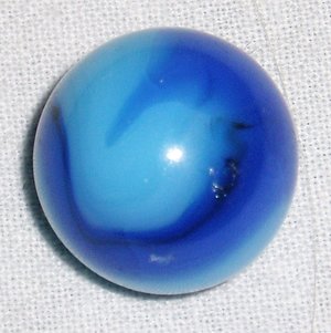 Vintage Akro Agate Corkscrew Marble, Rare Blue on Blue with Black