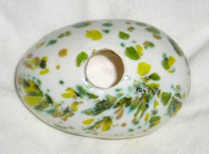 Ceramic Egg, White with Green & Yellow Spots, For Home and Holiday Decorating, Second Egg Ships Free