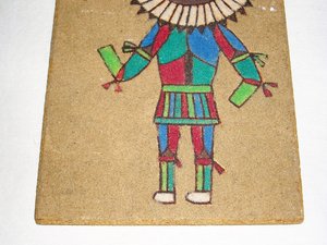 Navajo Sand Painting on Wood Plaque