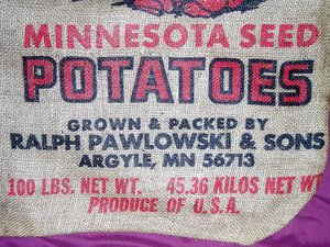 Burlap Sack, Pawlowski Farms, Argyle Minnesota, Farm Scene Graphic