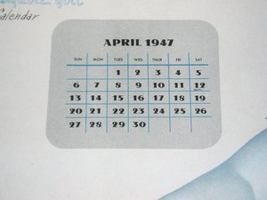 Pinup Calendar Page, Esquire April 1947 Vargas