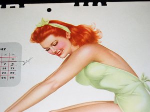 Pinup Calendar Page, Esquire March 1947 Vargas