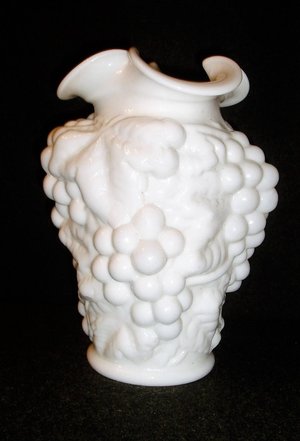 Imperial Vase, Grape and Leave, Ruffled Top, High Relief