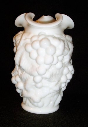 Imperial Vase, Grape and Leave, Ruffled Top, High Relief