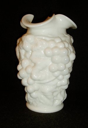 Imperial Vase, Grape and Leave, Ruffled Top, High Relief