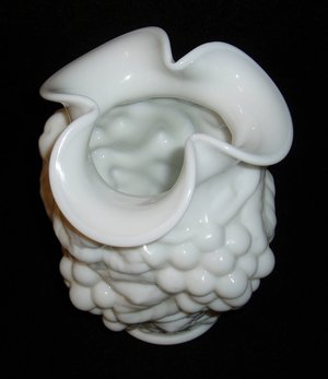 Imperial Vase, Grape and Leave, Ruffled Top, High Relief