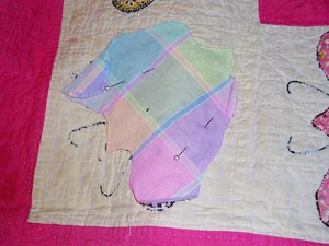 Handsewn Butterfly Quilt, Pink and White
