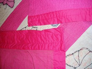 Handsewn Butterfly Quilt, Pink and White