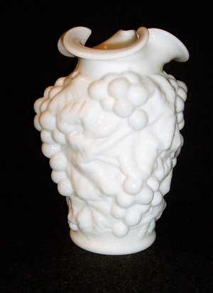 Imperial Vase, Grape and Leave, Ruffled Top, High Relief