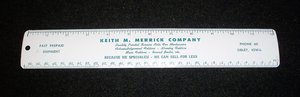 Vintage Metal Ruler, Mortuary Advertising, Merrick, Sibley Iowa