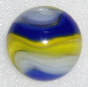 Akro Agate Marble, Blue Yellow Popeye Corkscrew, 3/4"+, Vintage, Free USA Shipping