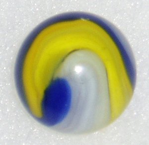 Akro Agate Marble, Blue Yellow Popeye Corkscrew, 3/4"+, Vintage, Free USA Shipping