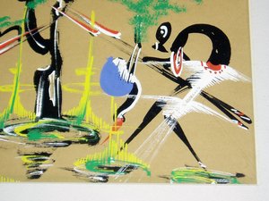 Kenyan Tribal Art, Painting, Kenyan Hunters