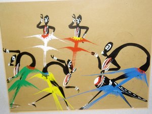 Kenyan Tribal Art, Painting, Kenyan Dancers