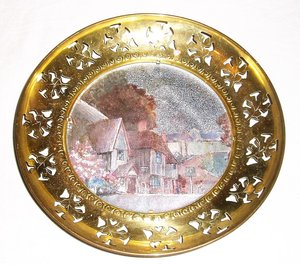 Brass Pierced Plates, Foil Pictures, Wall Hangings, England