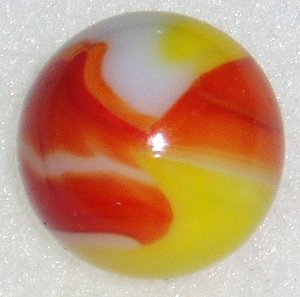 Peltier Ketchup & Mustard, NLR National Line Rainbo, .690"  Antique Marble, Free USA Shipping