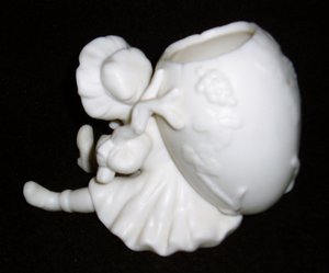 Girl with Egg Basket, Porcelain Bisque Figurine, Ardalt