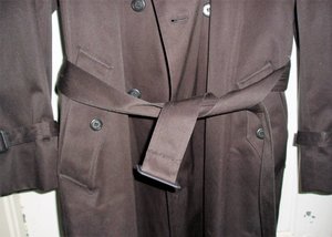 Vintage Towne London Fog Trench Coat, Zippered Liner, Size 44 Long, Black
