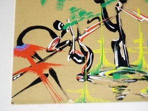Kenyan Tribal Art, Painting, Kenyan Hunters