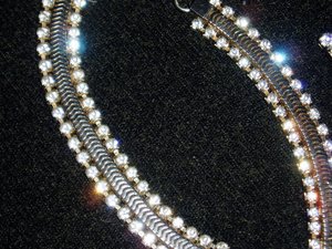 Art Deco Chain Rhinestone Choker Necklace & Bracelet, Snake Serpentine