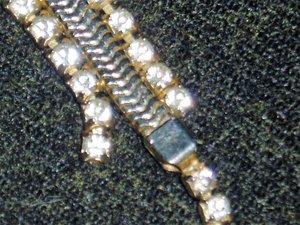 Art Deco Chain Rhinestone Choker Necklace & Bracelet, Snake Serpentine