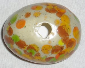 Ceramic Egg, Gray with Brown/Yellow/Orange/Green Spots, For Home and Holiday Decorating, Second Egg Ships Free