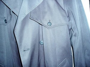 Vintage Towne London Fog Trench Coat, Zippered Liner, Size 44 Long, Black