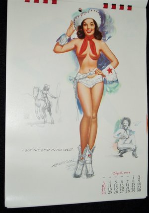 Pinup Calendar, Complete, 1955, Evelyn West, Insured Boobs!