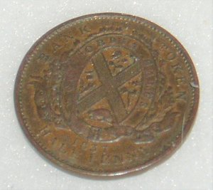 1837 Quebec Bank Token, 1/2 Penny, Free USA Shipping