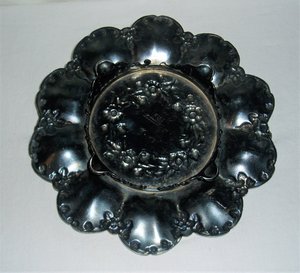 Victorian Bridal Serving Plate, Floral Design, "S" Monogram