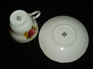 Cup & Saucer, Duchess, Red Rose Pattern, England Bone China