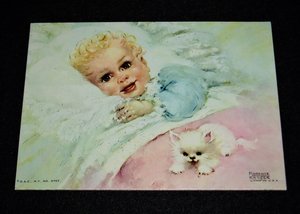 Vintage Children Prints, Florence Kroger, Puppy, Kitten