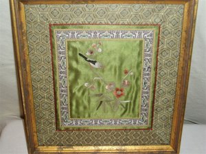 Silk Bird Hanky, Framed and Matted