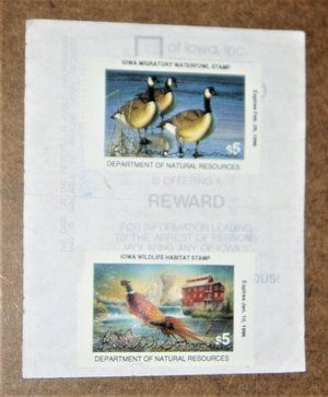 Iowa Non-Resident Hunting License, 1995, 2nd Item Ships Free