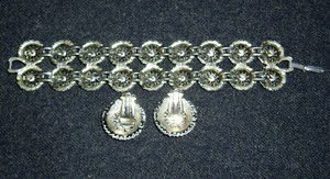 Judy Lee Rhinestone Bracelet and Earrings, Matched Set, Free USA Shipping