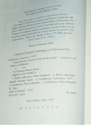 First Edition, Used and Rare: Travels in the Book World, Lawrence and Nancy Goldstone