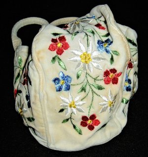 Winter Baby Bonnet, Embroidered Flowers, Vintage, Shipping Included USA
