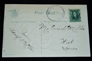 Antique New Years Postcard, Year Date 1910 Gilded , 2nd Card Ships Free