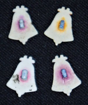 Antique Buttons, Patriotics - Liberty Bell, Realistic Goofies, Plastic, Set/4, Group #6
