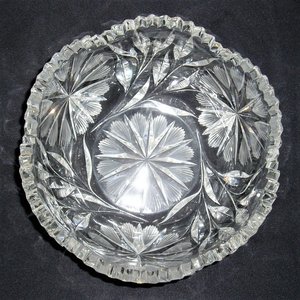 Cut Glass Bowl, Bohemian Czech, Floral Pattern