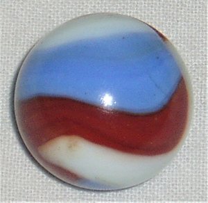 Akro Agate Shooter Marble, Patriot 27/32", Mint Minus, Free USA Shipping
