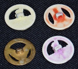 Antique Patriotic Buttons, Realistic Goofies, Plastic, Set/4, Group #2