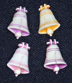 Antique Buttons, Patriotics - Liberty Bell, Realistic Goofies, Plastic, Set/4, Group #6