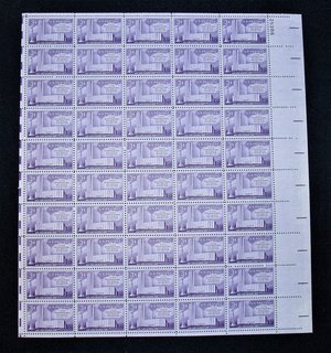 Mint 3c Stamp Sheet, New York Coliseum, Columbus Monument, Scott Catalog #1076 x 50 Stamps